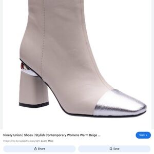Ninety Union Women's Beige and Silver Boots Size 9 NWY